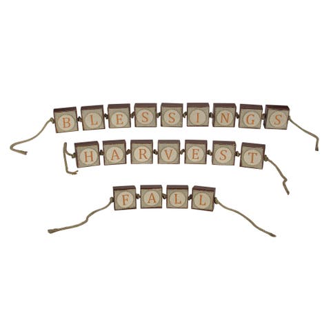 Set of 3 Brown and Beige Inspirational 'Fall Harvest Blessing' Thanksgiving Tabletop 32"