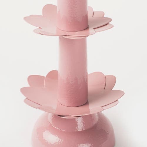 Mela Artisans Lotus Bloom Tapered Pink Candleholders Small