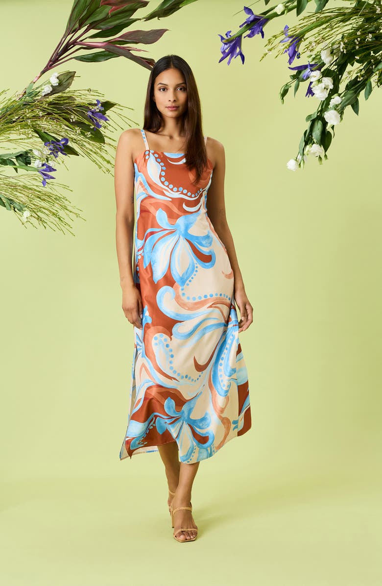 Donna Morgan Floral Square Neck A-Line Maxi Dress, Alternate, color, 