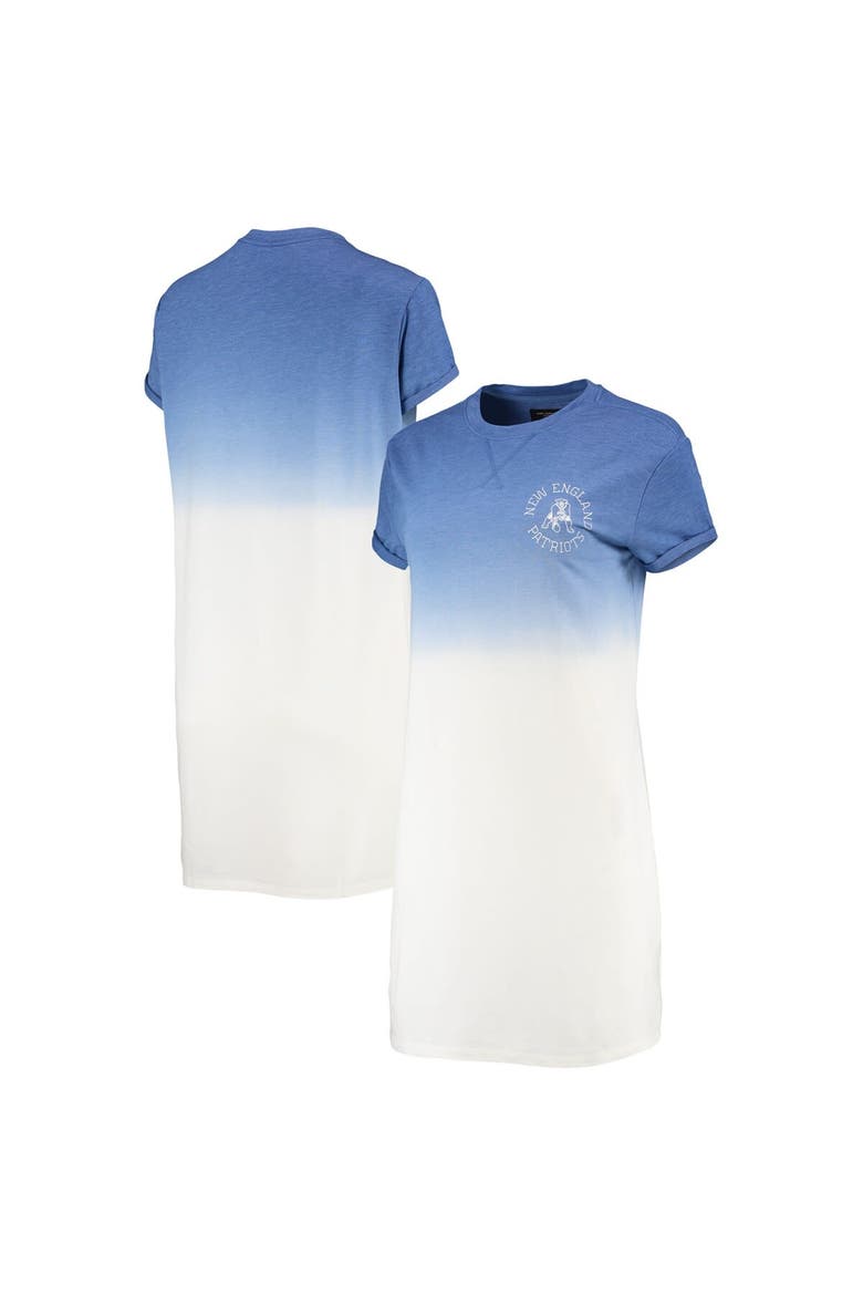 Women's Junk Food Heathered Royal/White New England Patriots Ombre Tri-Blend T-Shirt Dress, Main, color, Heather Royal