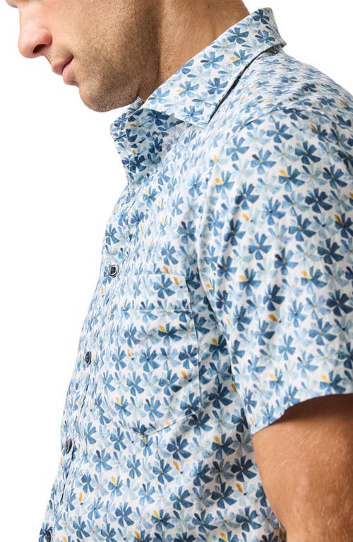 Rodd & Gunn Harvey Road Floral Short Sleeve Cotton Button-up Shirt In Blue