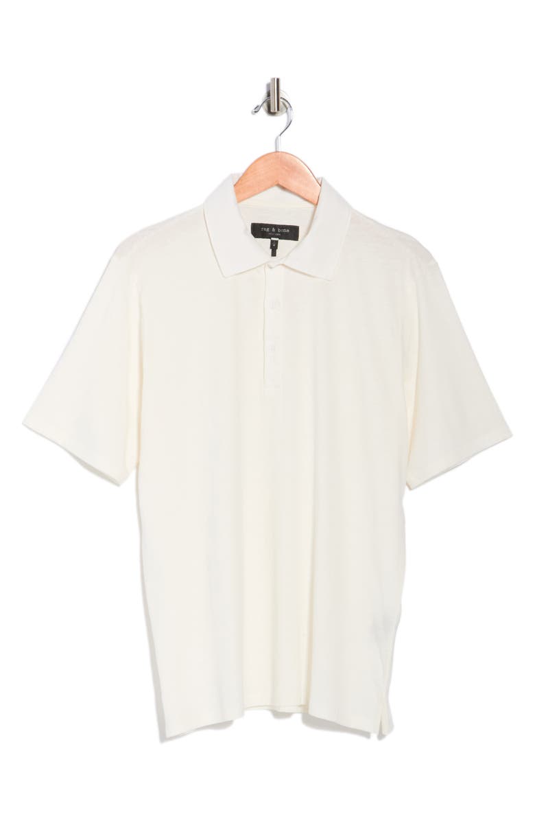 rag & bone Classic Cotton & Linen Polo, Main, color, Ivory