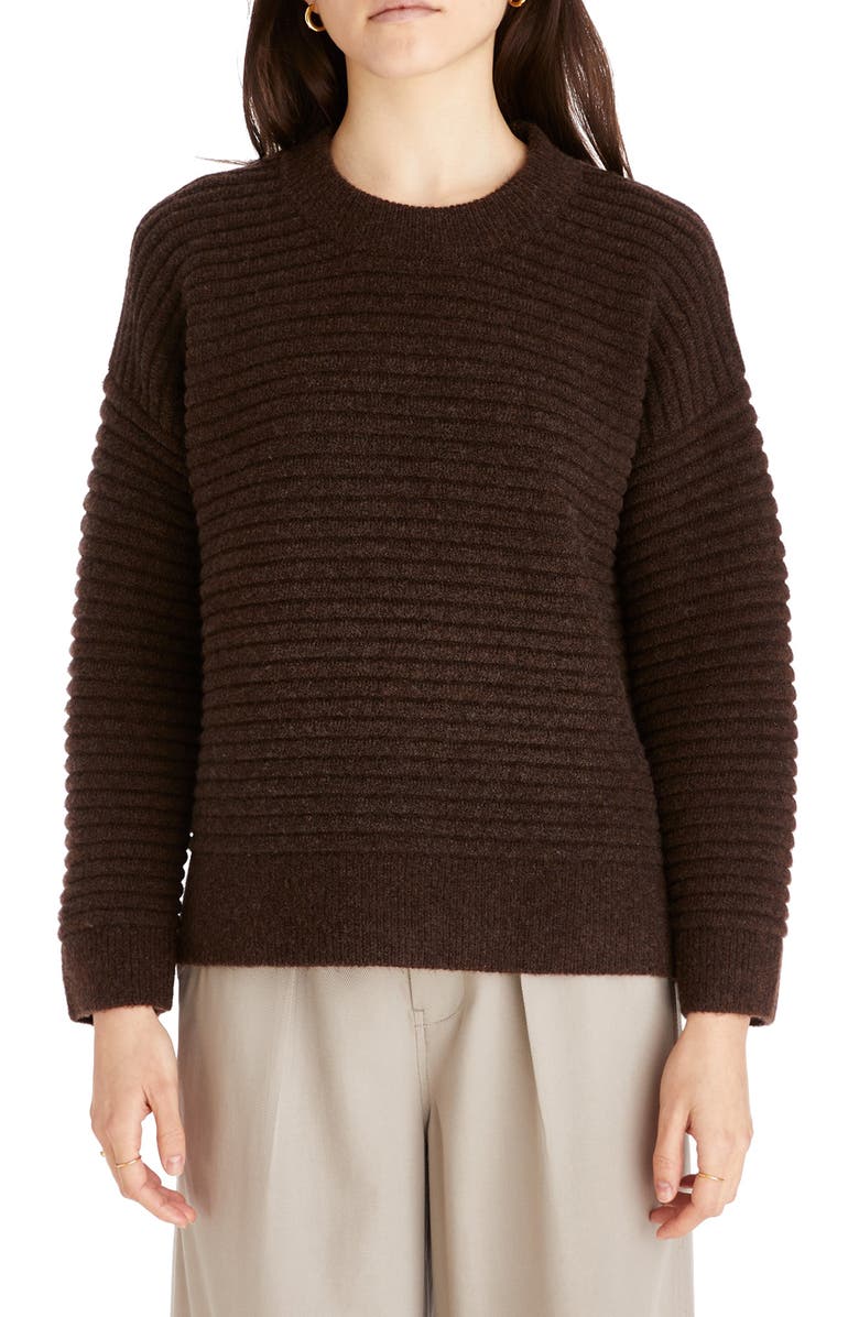 Madewell Elsmere Pullover Sweater, Main, color, Heather Brunette