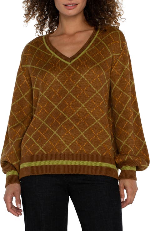 Argyle Bishop Sleeve Sweater