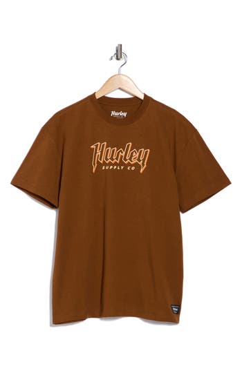 Hurley Built Logo Cotton Graphic T-shirt In Brown