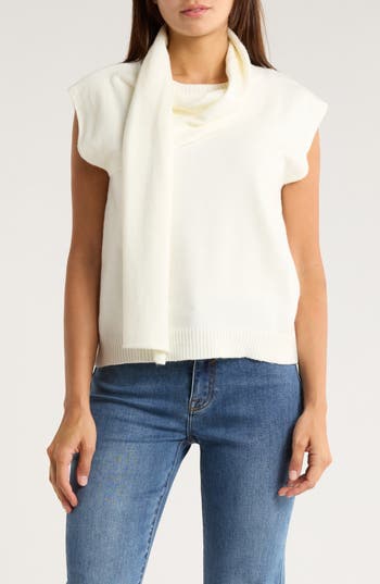 Vigoss Sleeveless Sweater With Scarf In Neutral