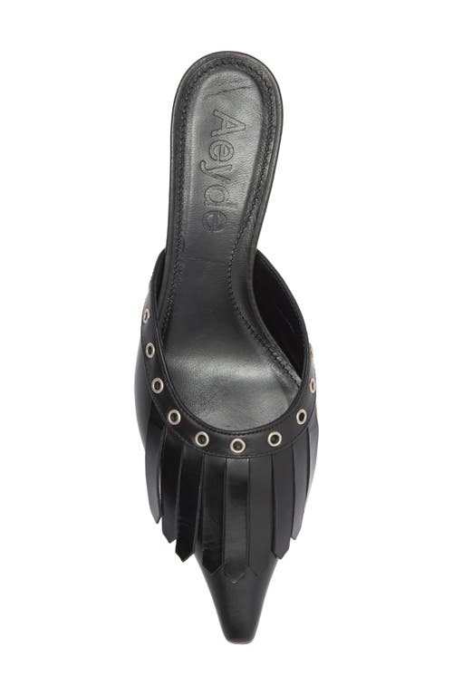 Aeyde Tania Kiltie Fringe Mule In Black