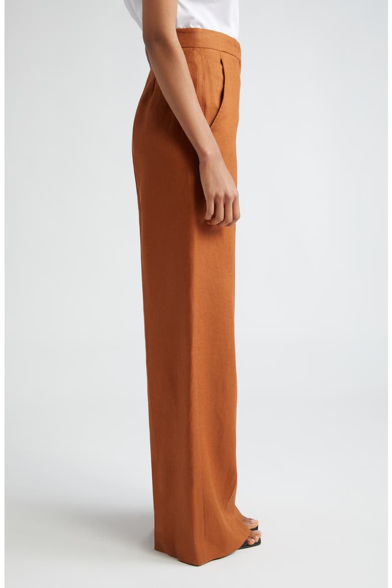 Hangar Linen Twill Wide Leg Pants, Alternate, color, TOBACCO