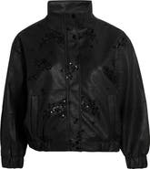 Vince Camuto Sequin Floral Faux Leather Bomber Jacket