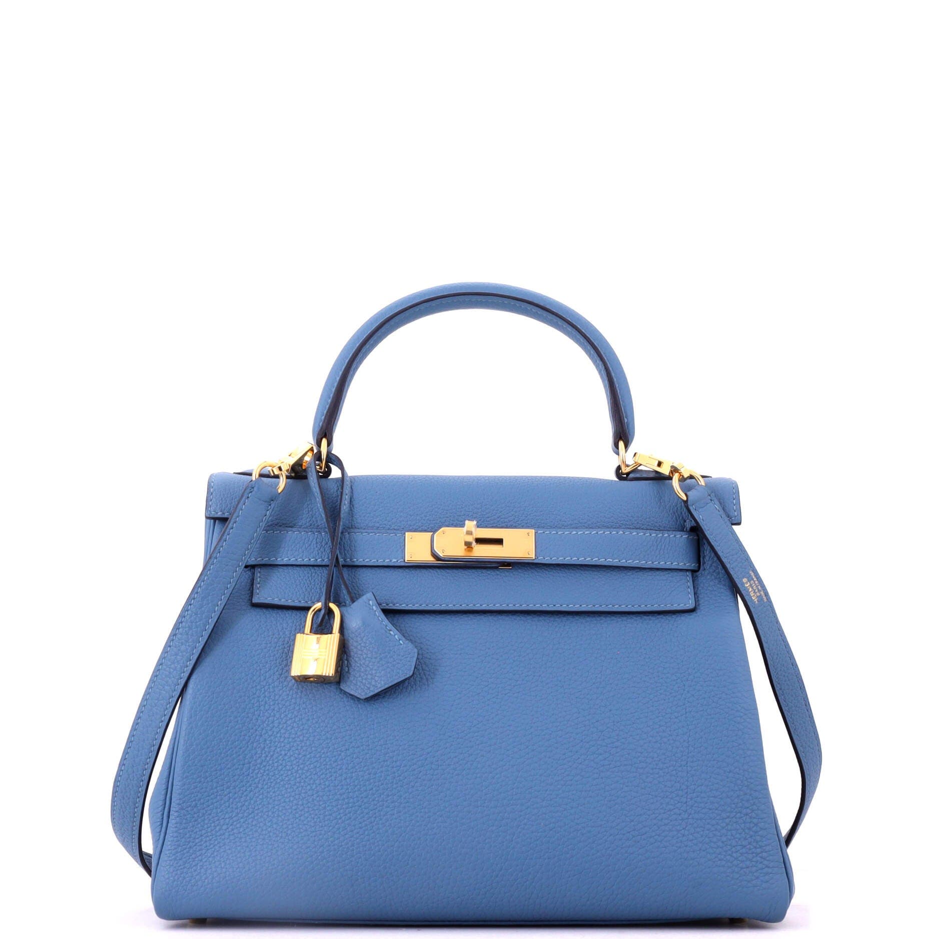 Kelly Handbag Blue Togo with Gold Hardware 28, Main, color, Blue