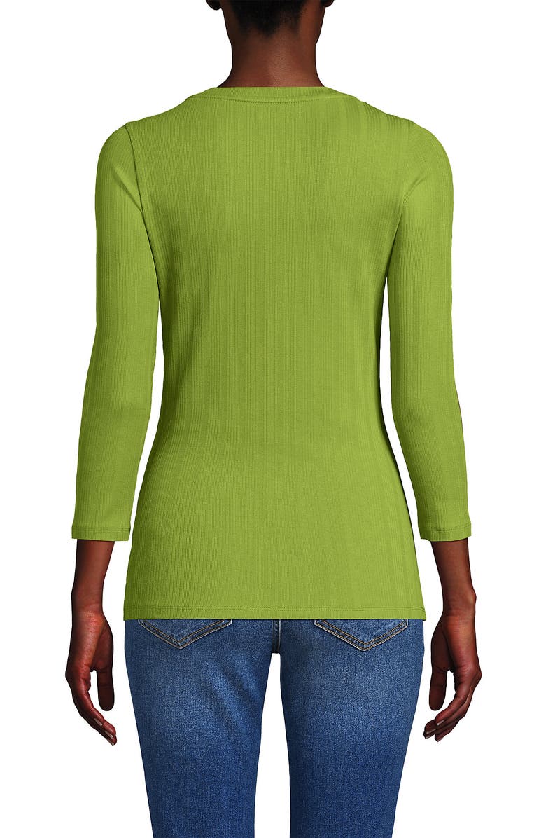 Lands
 End 3/4 Sleeve Variegated Micro Rib Henley, Alternate, color, Winter Pear