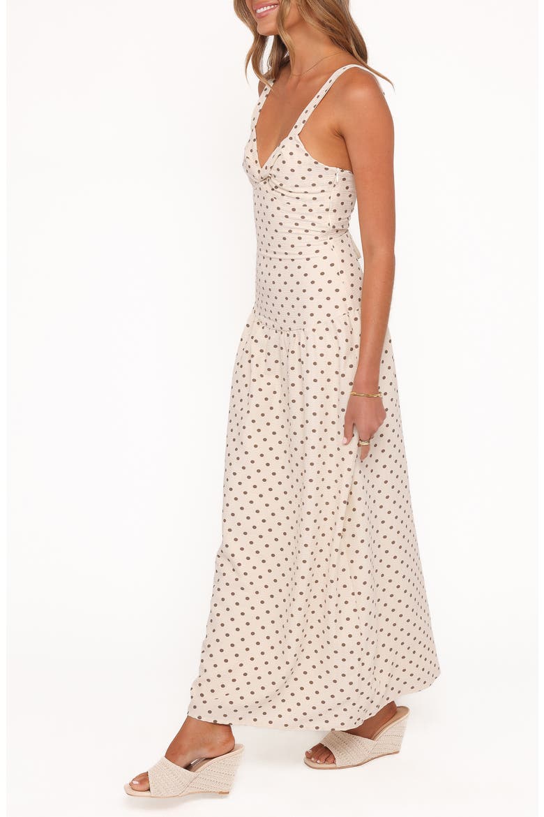 Sophina Polka Dot Maxi Dress, Alternate, color, BROWN POLKA DOT