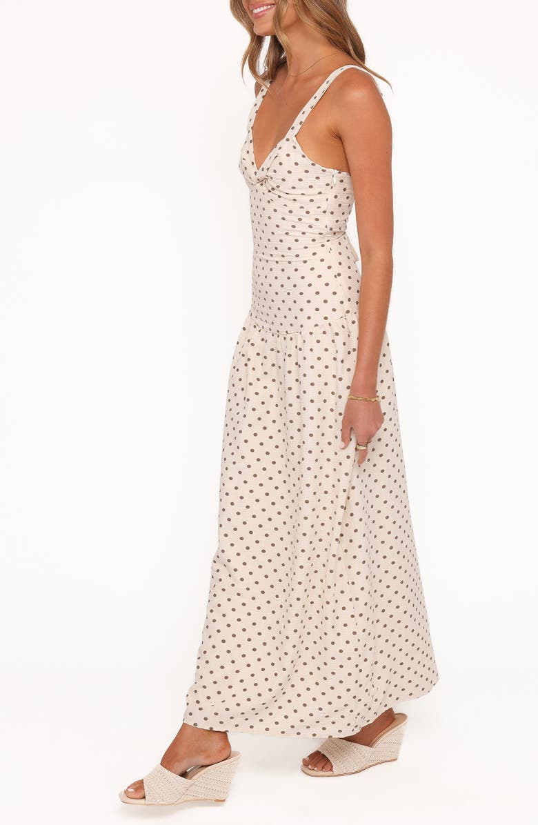 Petal & Pup Sophina Polka Dot Maxi Dress, Alternate, color, Brown Polka Dot