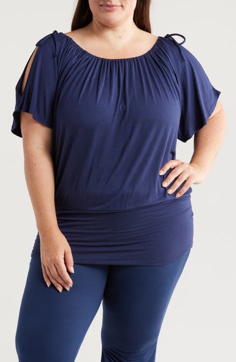 Banded Blouson Top (Plus)