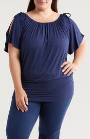 24seven Comfort Apparel Banded Blouson Top