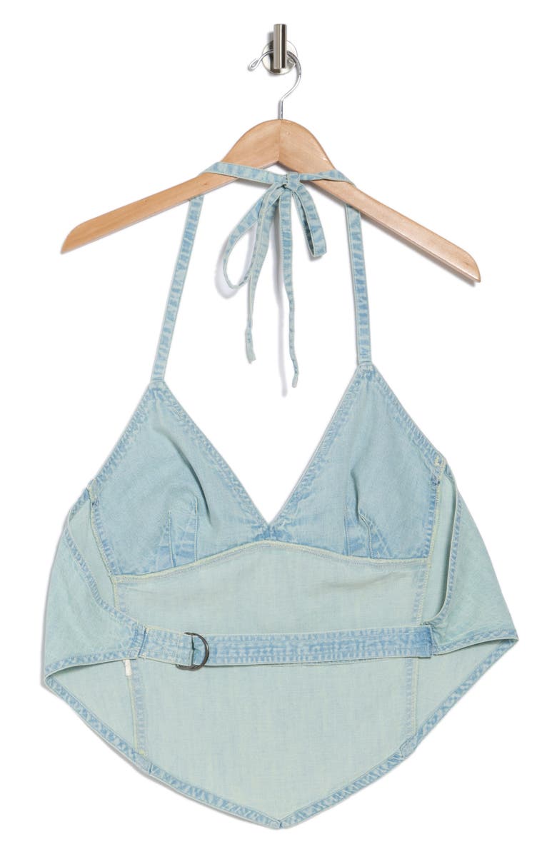 Free People Aurora Denim Halter Top, Alternate, color,