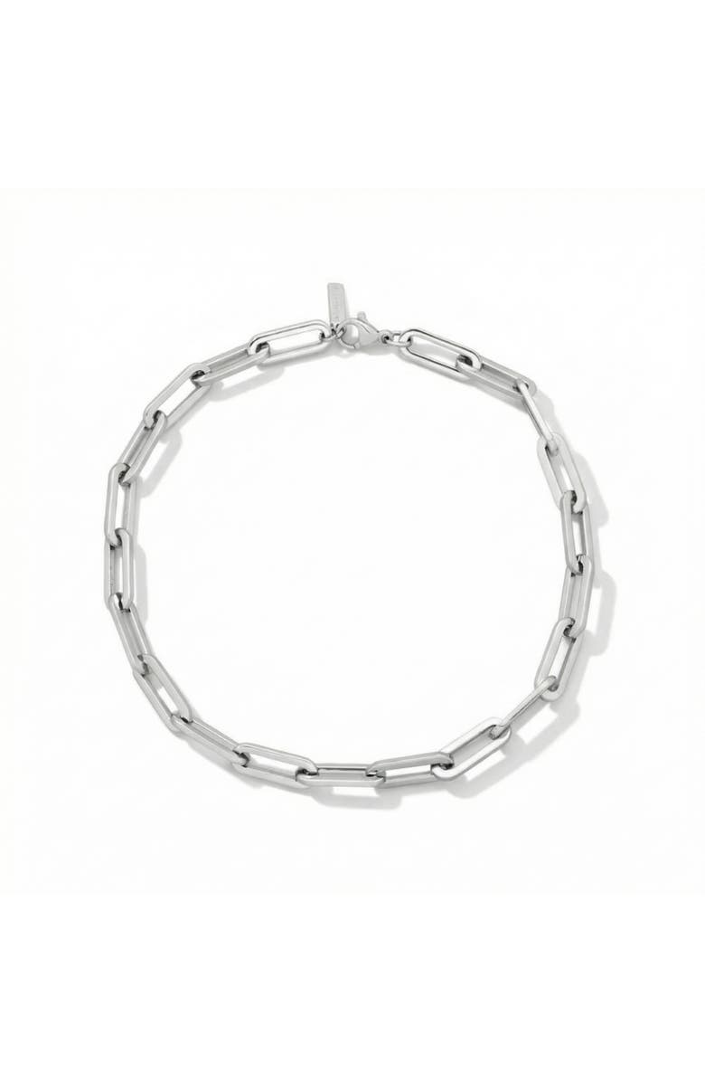 Bliss Diamond Yasmine 6mm Paperclip Anklet Silver Plated 10" Length, Main, color, Silver