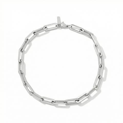 Yasmine 6mm Paperclip Anklet Silver Plated 10" Length