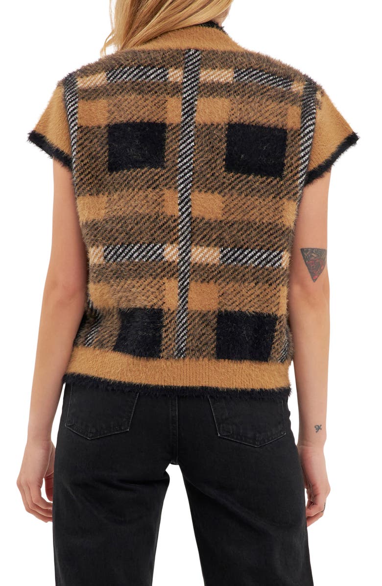 English Factory Plaid Short Sleeve Sweater, Alternate, color, 