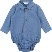 RuggedButts Baby Boys Long Sleeve Button Down Bodysuit