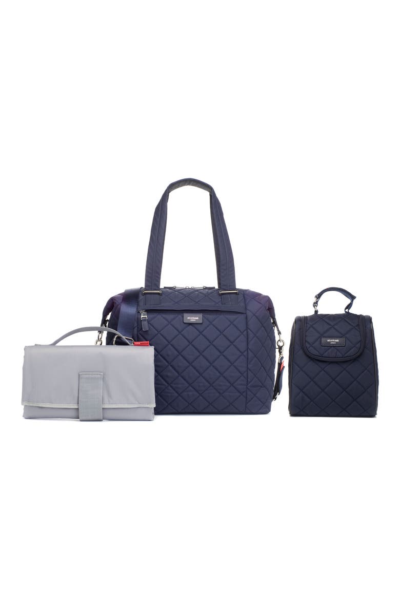 Stevie Quilted Nylon Diaper Bag, Alternate, color, NAVY