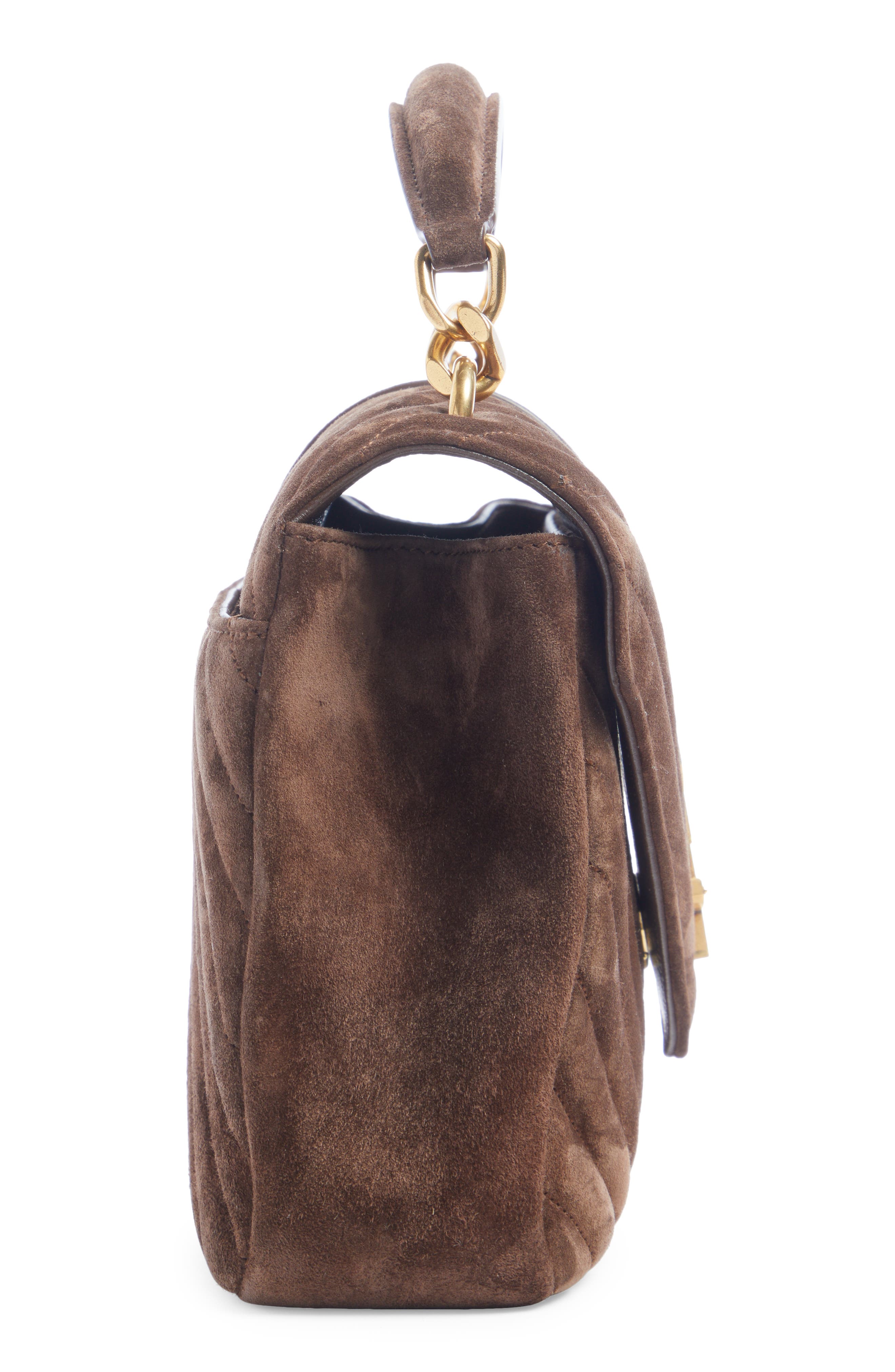 Saint Laurent Medium College Suede Shoulder Bag, Alternate, color, 