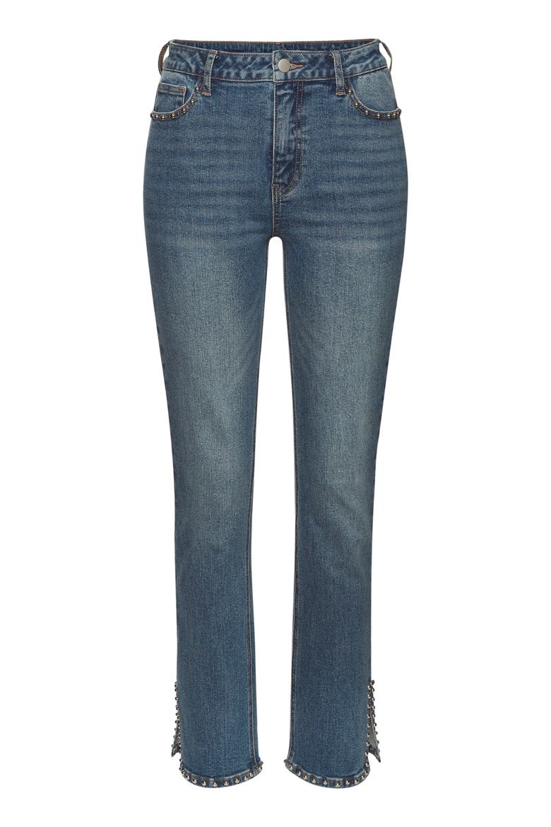 Embellished Split Hem Jeans, Alternate, color, Medium Wash