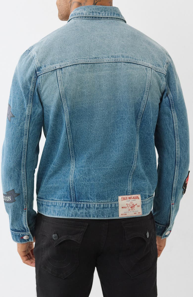 True Religion Jessie Patch Denim Jacket, Alternate, color, Light Autumn Walk Wash