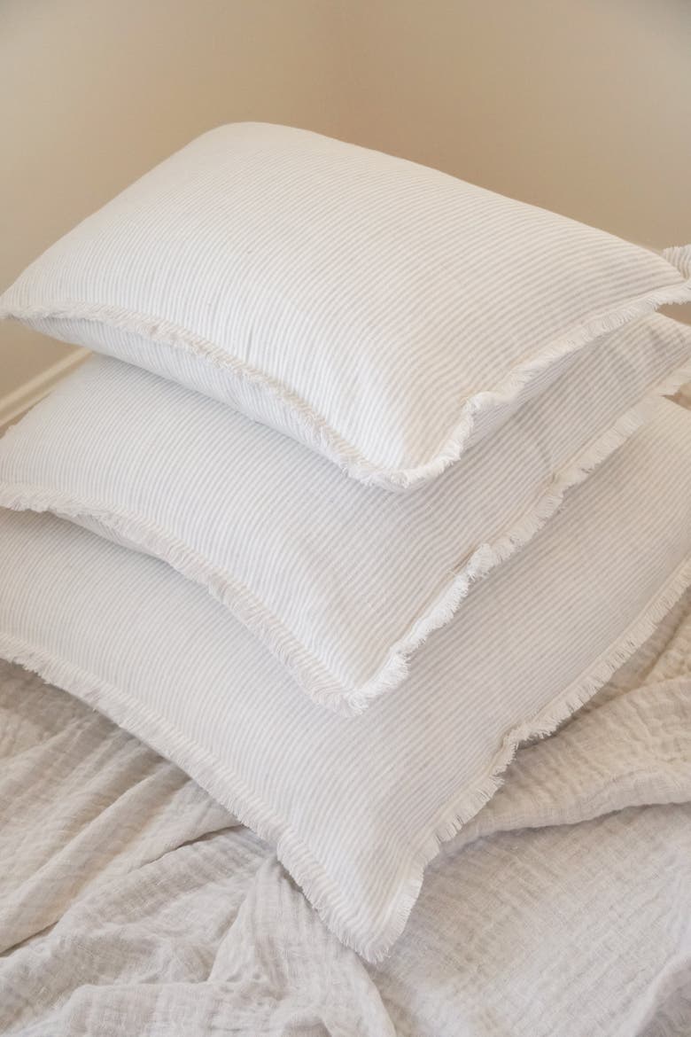 So Soft Linen Pillow with Down Alternative Insert, Alternate, color, Beige Pinstripe