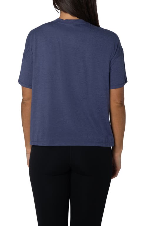 90 Degree By Reflex 2-pack Deluxe High-low Boxy Crop T-shirts In Heather Patriot Blue/black