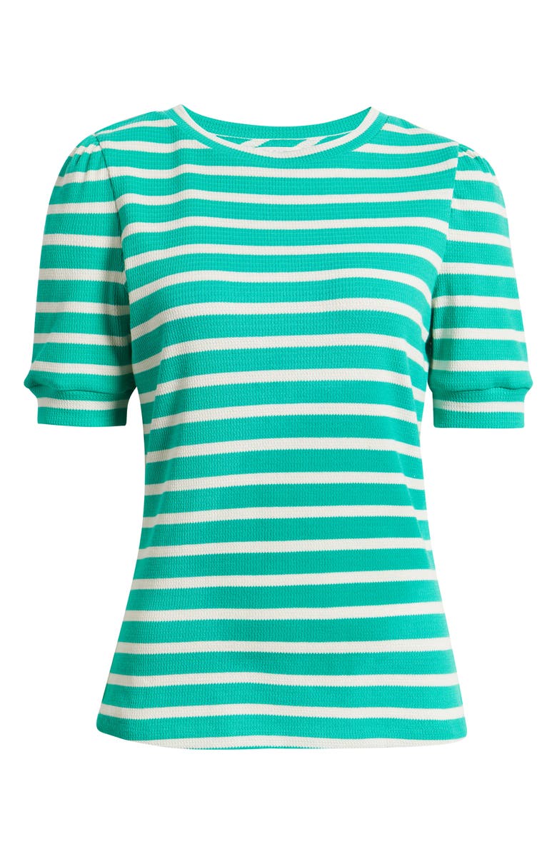 Caslon<sup>®</sup> Stripe Elbow Sleeve Cotton Knit Top, Alternate, color, Green Ease- Ivory Sena Stripe
