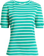 Caslon® Stripe Elbow Sleeve Cotton Knit Top