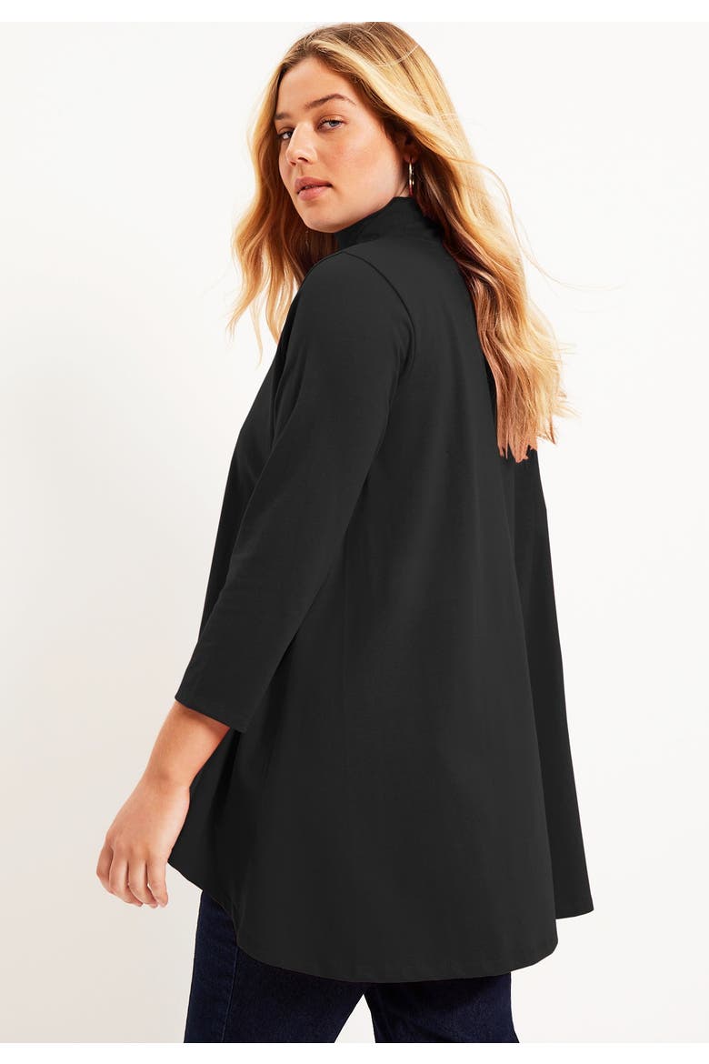 One+Only Mock Neck Tunic, Alternate, color, BLACK