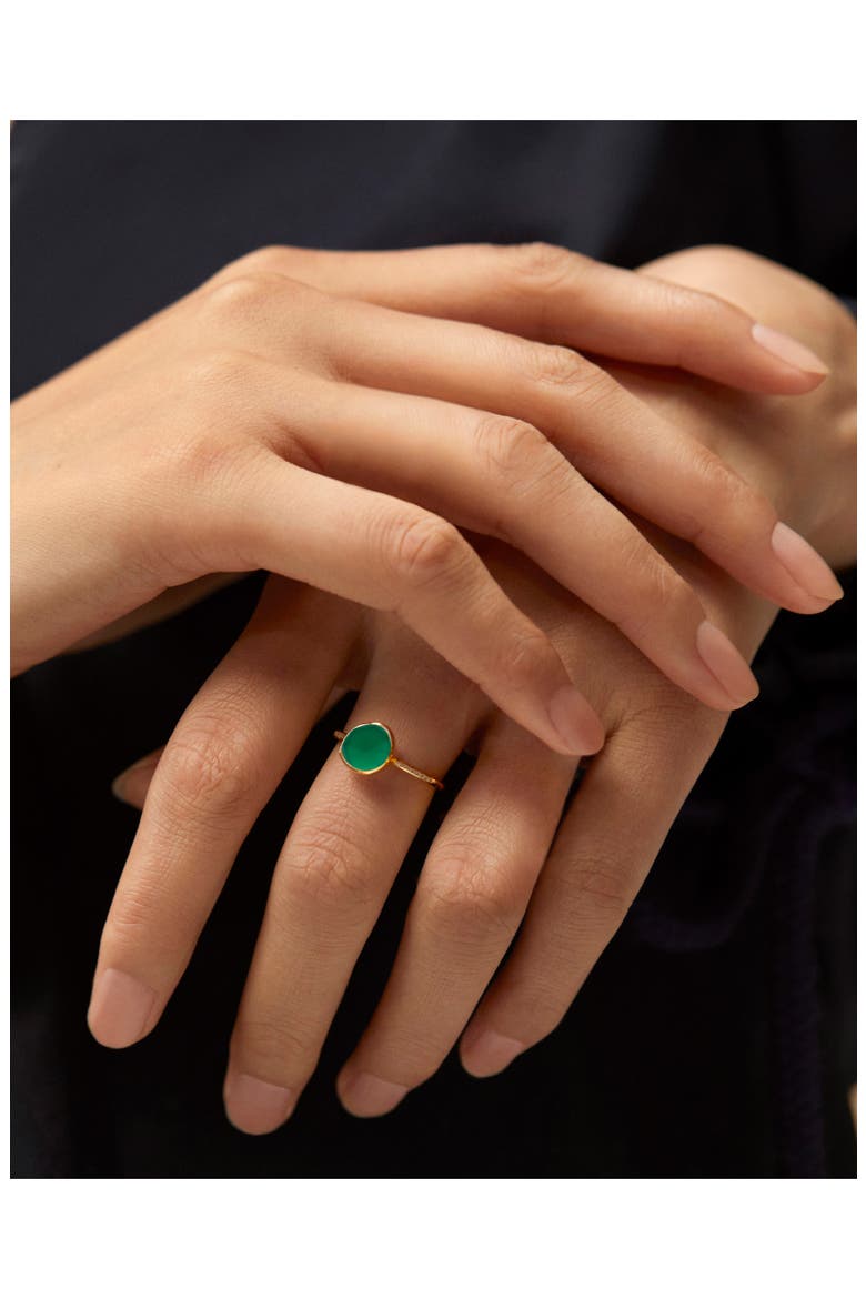 Siren Green Onyx & Diamond Stacking Ring, Alternate, color, YELLOW GOLD