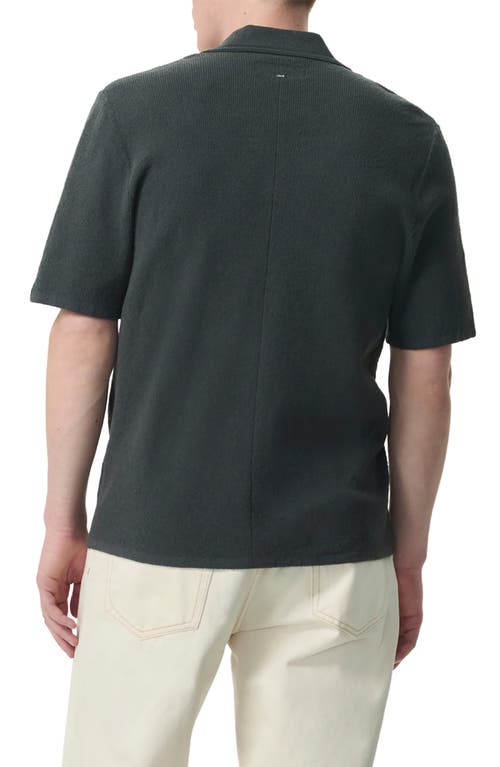Rag & Bone Johnny Toweling Rib Polo In Dark Grey