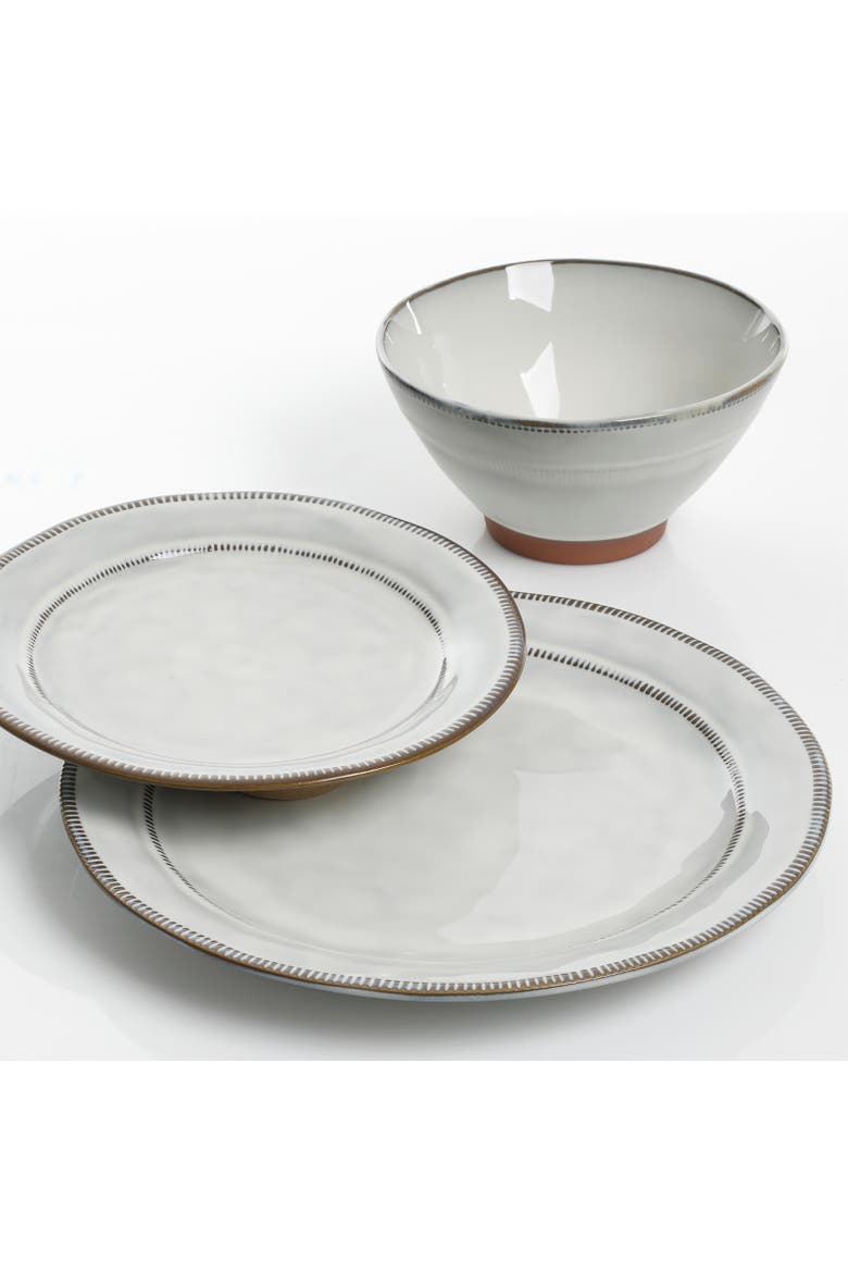 Terranea 12 Piece Stoneware Dinnerware Set , Service for 4, Alternate, color, White
