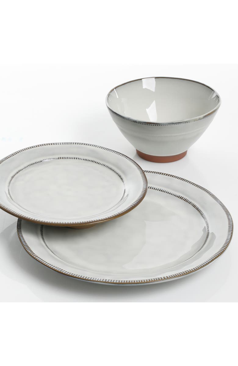 Gibson Elite Terranea 12 Piece Stoneware Dinnerware Set , Service for 4, Alternate, color, White