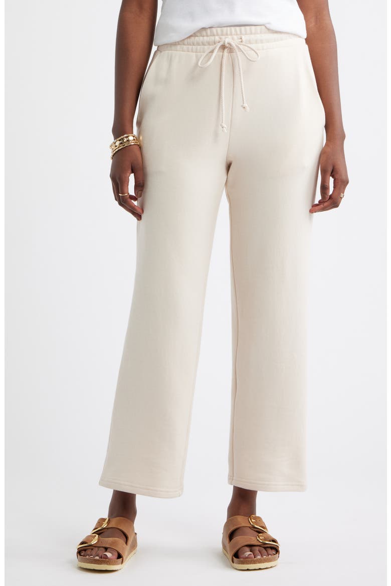 Cotton Blend French Terry Drawstring Pants, Main, color, BEIGE SHELL