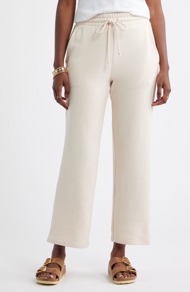 Caslon<sup>®</sup> Cotton Blend French Terry Drawstring Pants, Main, color, Beige Shell
