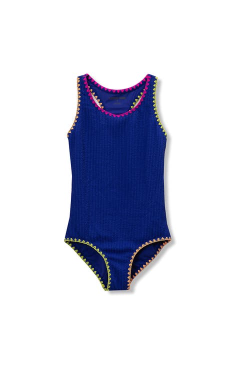 Girls Chlorine Resistant Racerback One Piece Swimsuit