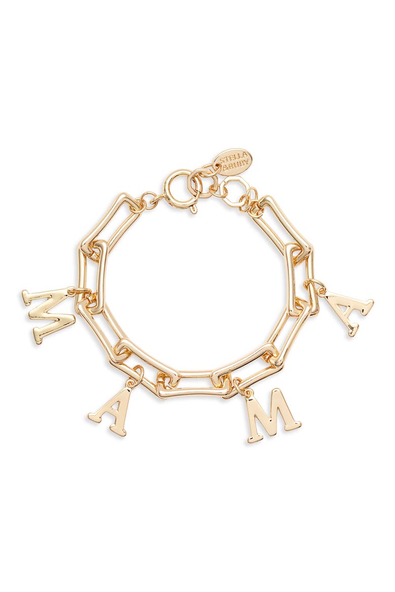 Mama Charm Bracelet, Main, color, GOLD