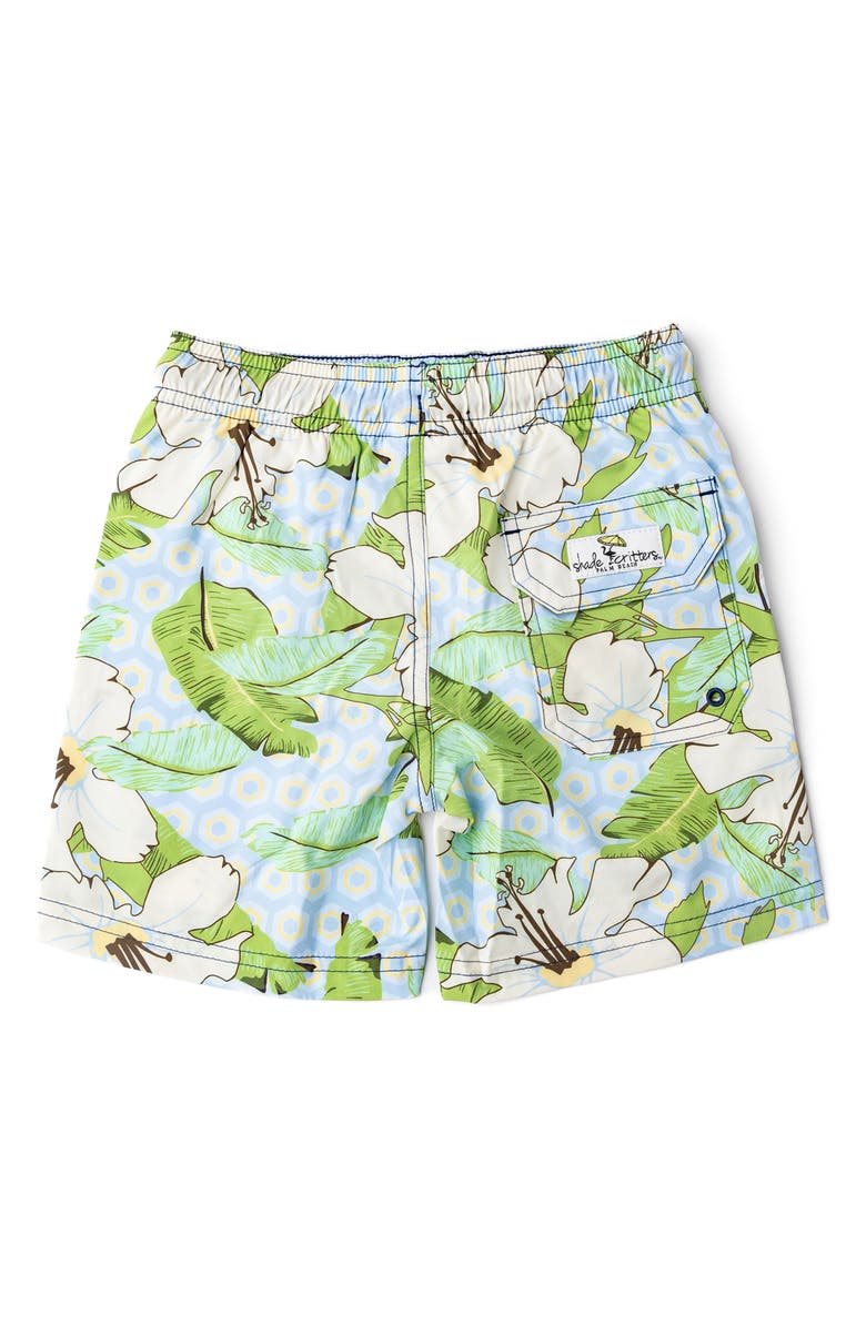 Shade Critters Kids' Hibiscus UPF 50+ Swim Trunks, Alternate, color, Mint