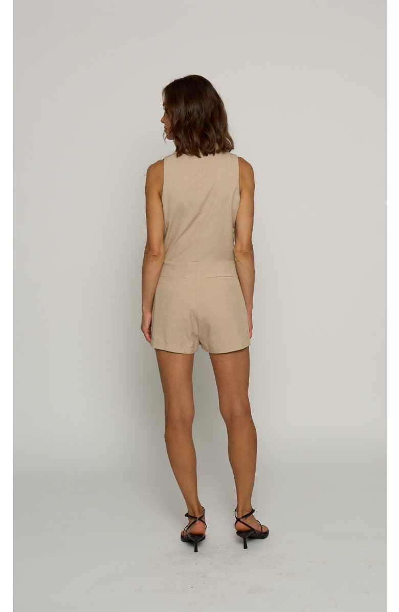 Central Park West Women's Trench Details Romper, Alternate, color, Khaki