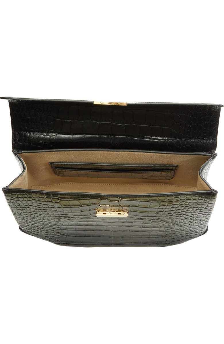TOTEME Clip Croc-Embossed Leather Top Handle Bag, Alternate, color, Black
