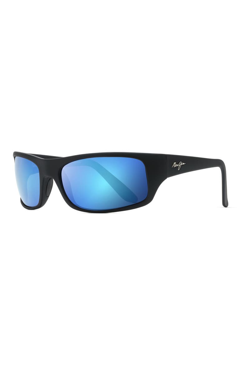 'Peahi - PolarizedPlus®2' 65mm Sunglasses, Alternate, color, MATTE BLACK/ BLUE HAWAII