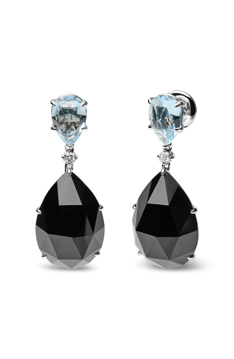 Haus of Brilliance 18K White Gold 1/5 Cttw Diamond with Blue Topaz & Onyx Gemstone Dangle Earring, Alternate, color, White
