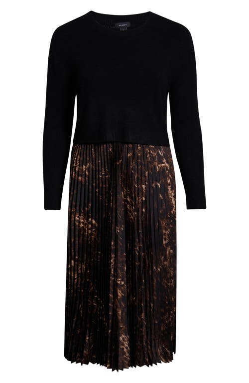 Halogenr Halogen(r) Mixed Media Long Sleeve Dress In Animal Print