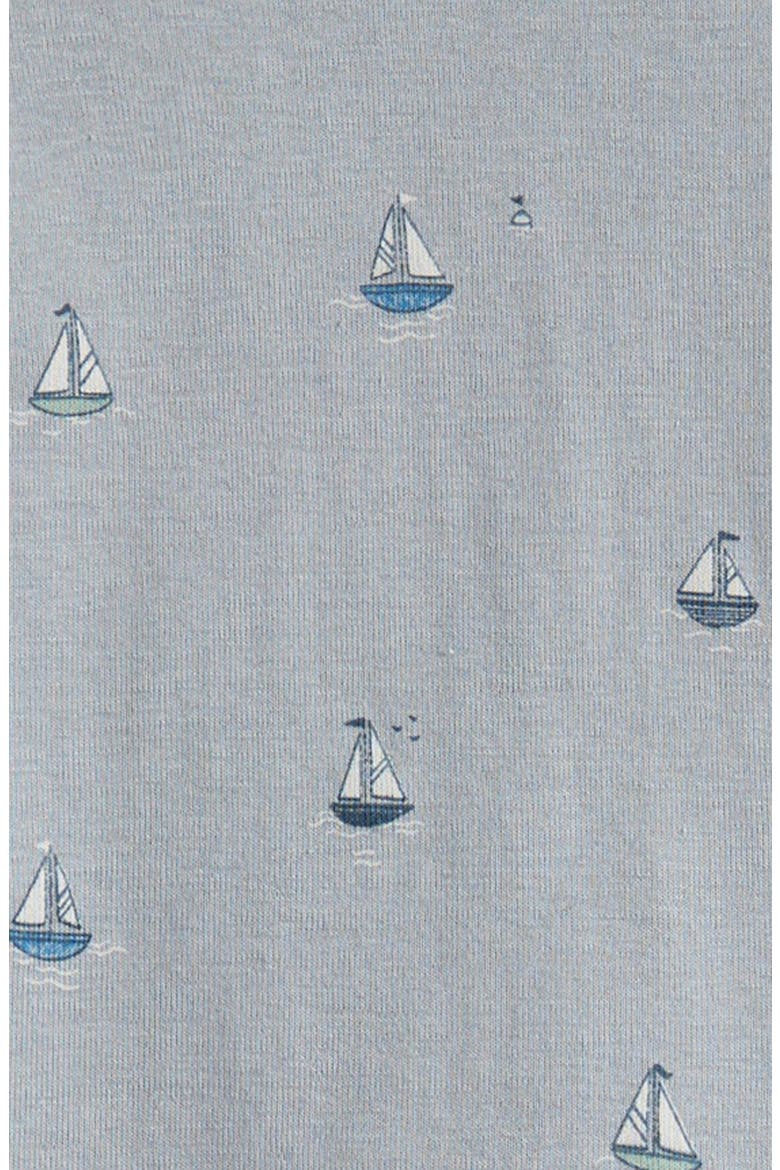 Print Fitted Organic Cotton Two-Piece Pajamas, Alternate, color, SAIL BOATS