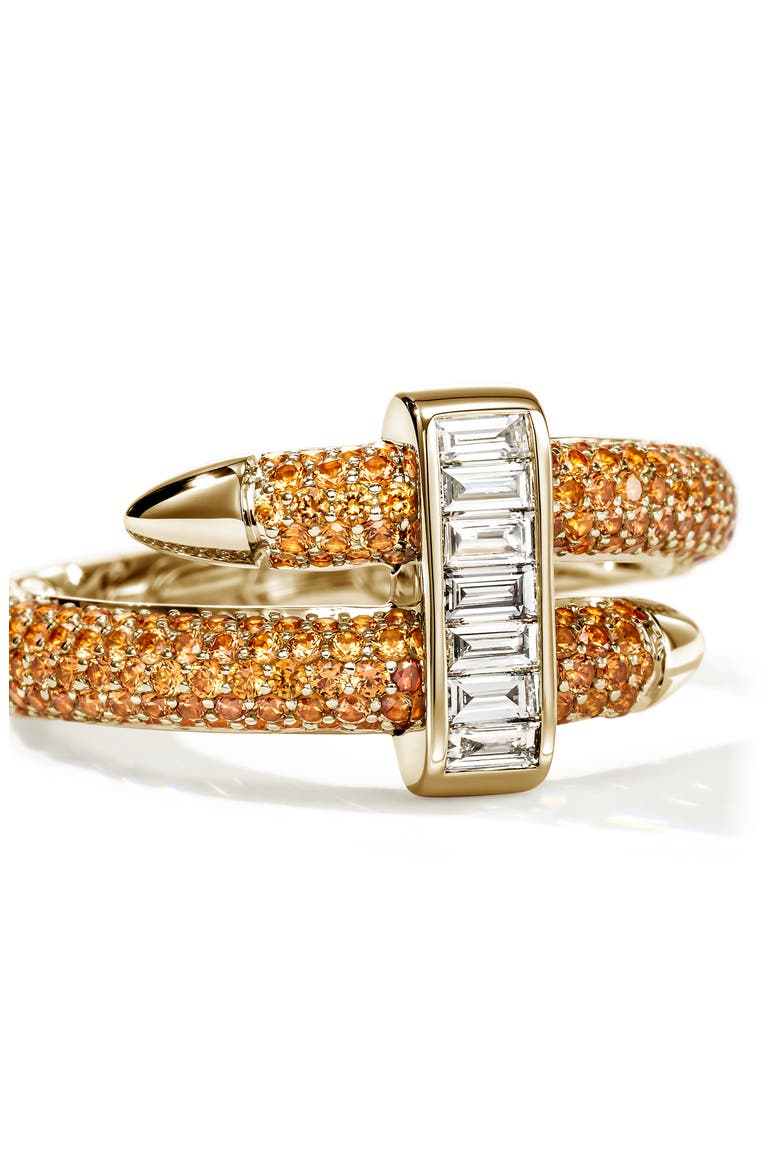 Artisan Series 18k Gold Diamond & Orange Sapphire Spear Coil Ring, Alternate, color, GOLD