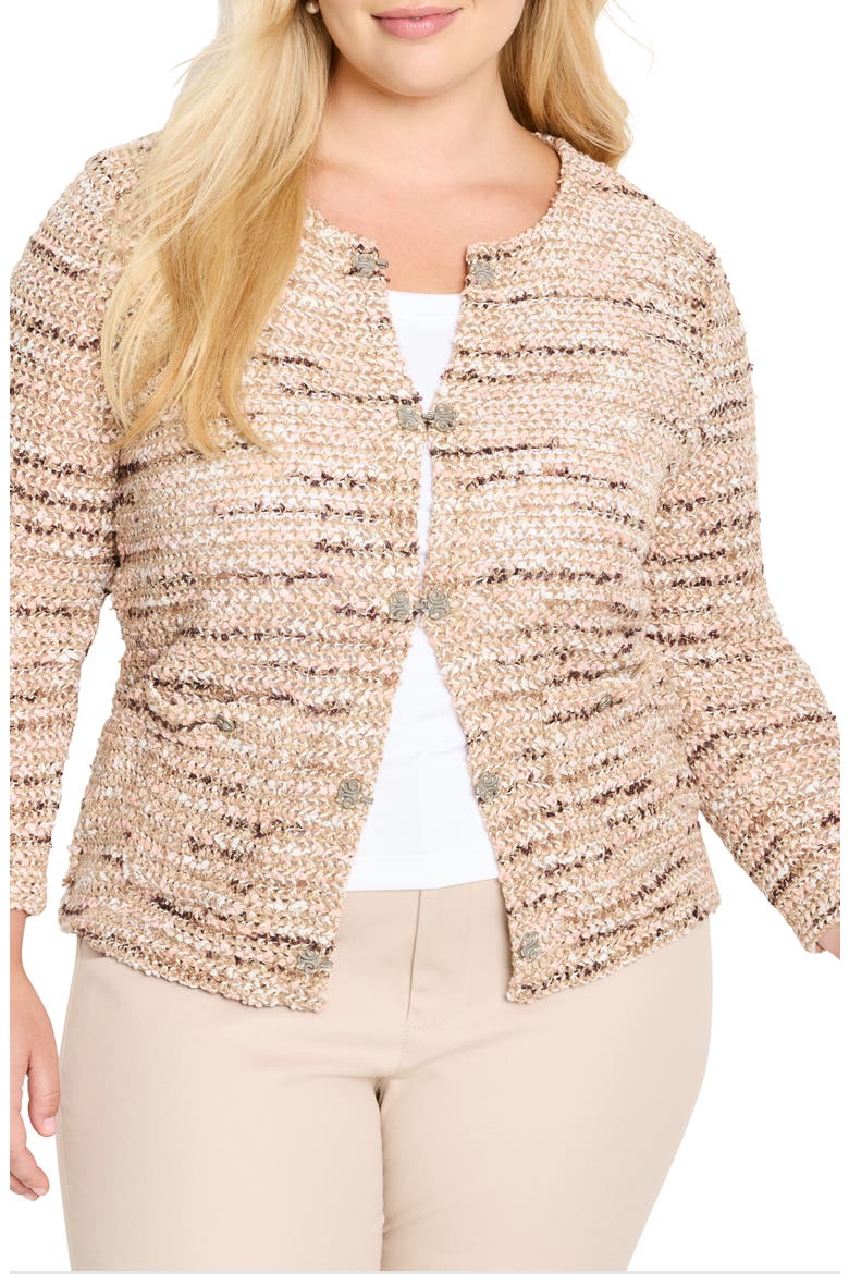 Tonal Mix Open Stitch Cotton Blend Knit Jacket, Main, color, NEUTRAL MULTI